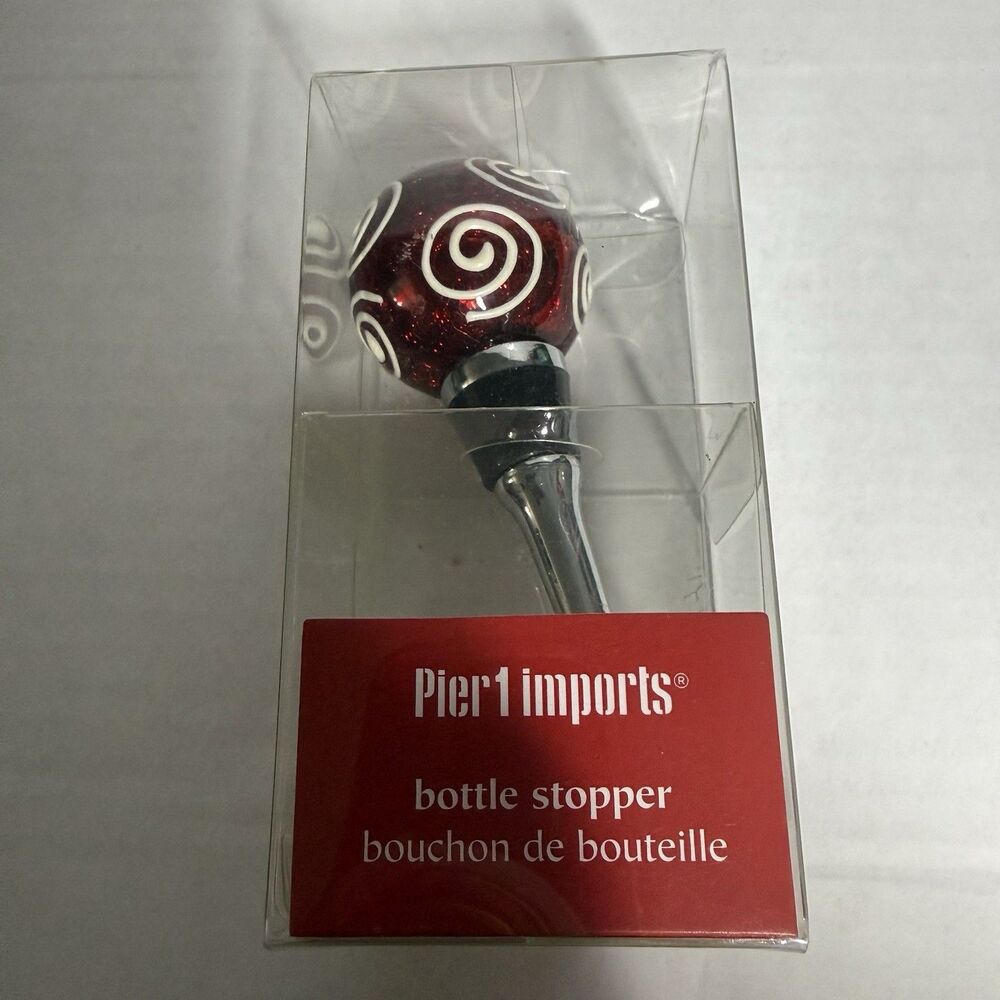 Pier 1 Imports Bottle Stopper Christmas Ball Bulb Ornament Red New Old stock